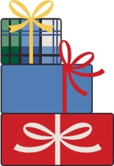 Festive illustration of three gift boxes with bows.