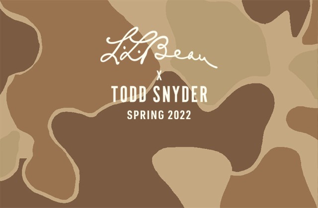 Camo background with Todd Snyder & L. L. Bean logos.