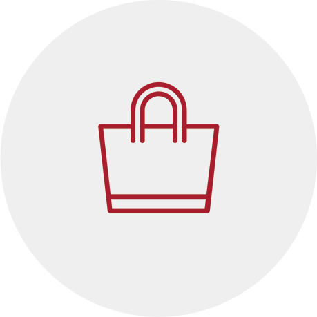 Red line illustration of a tote