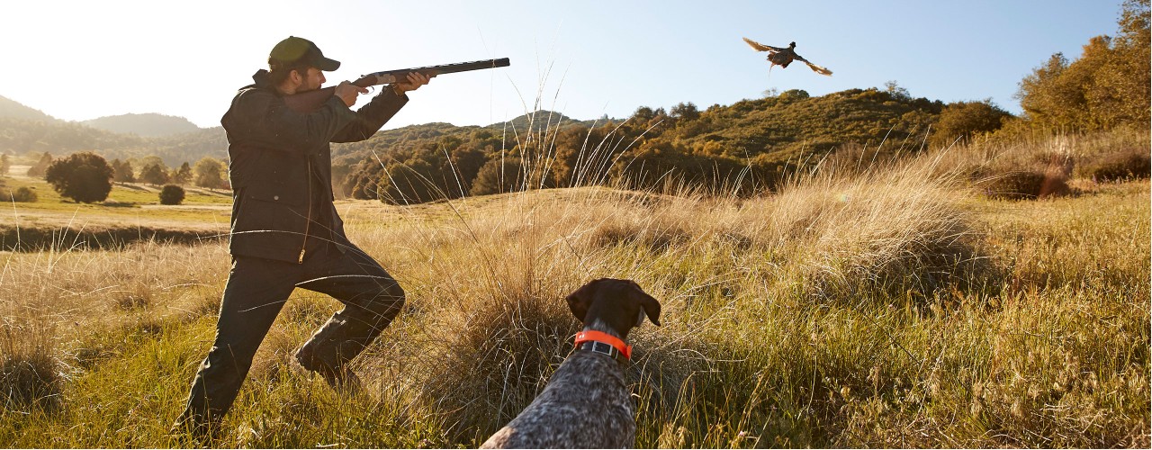 Hunter takes his shot at a bird.