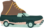 illustration of the Bootmobile