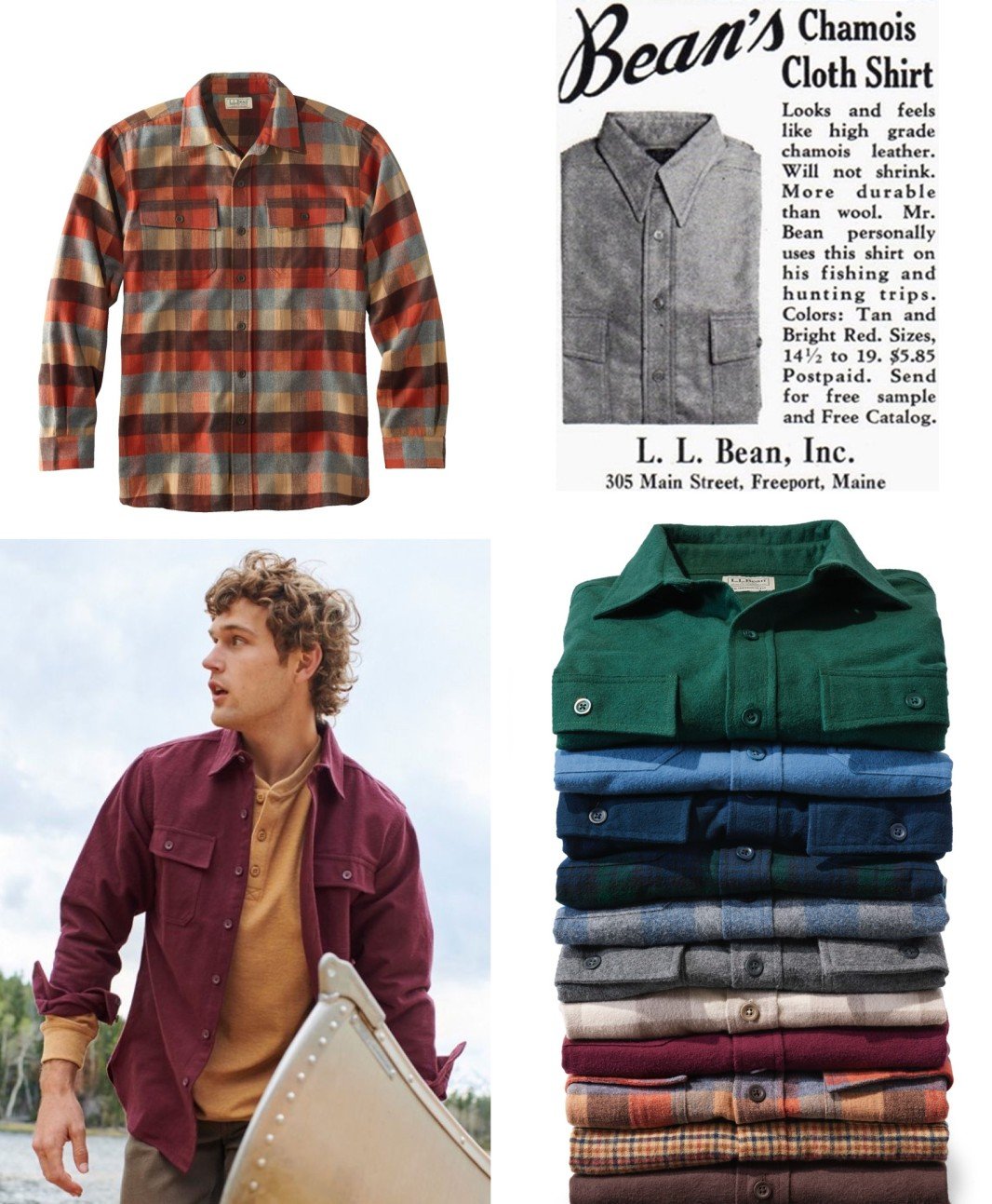 Collage of L.L.Bean Chamois Shirt images