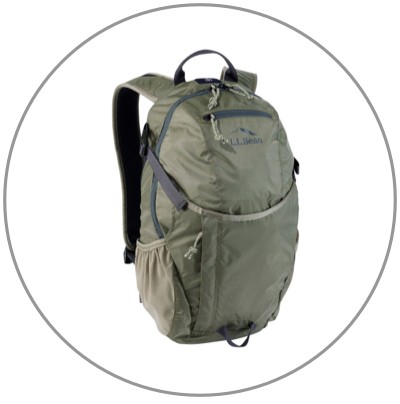 An L. L. Bean hiking backpack.