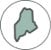 An illustration of the state of Maine inside a circle.
